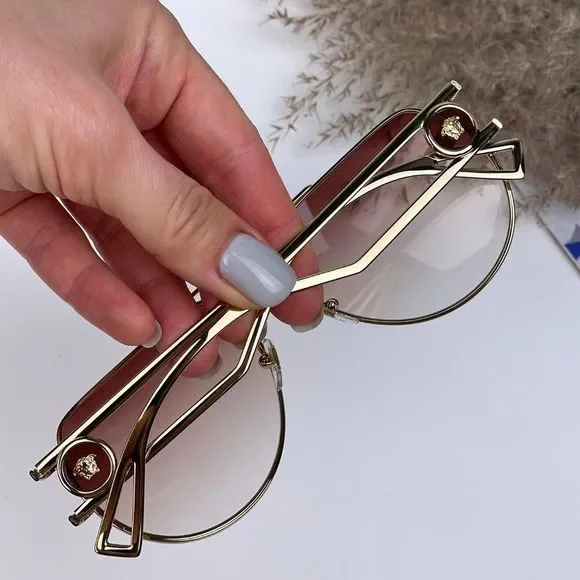 🔥 Versace  VE2225 10020P Sunglasses Aviator Gold Orange Brown Men - Picture 2 of 9